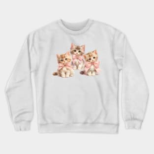 Coquette Cute Kittens with Pink Bows Crewneck Sweatshirt